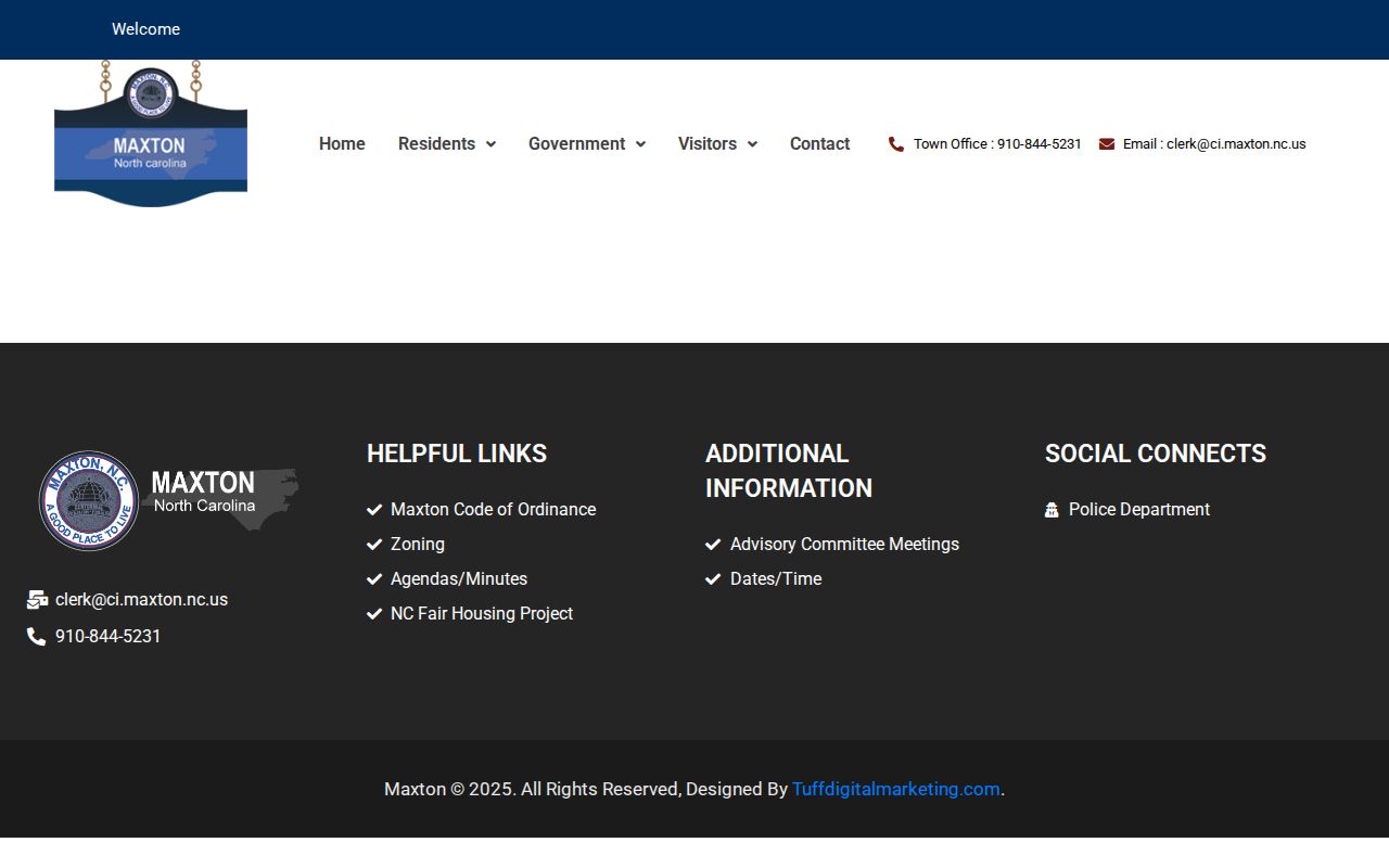 Official Town of Maxton departments page