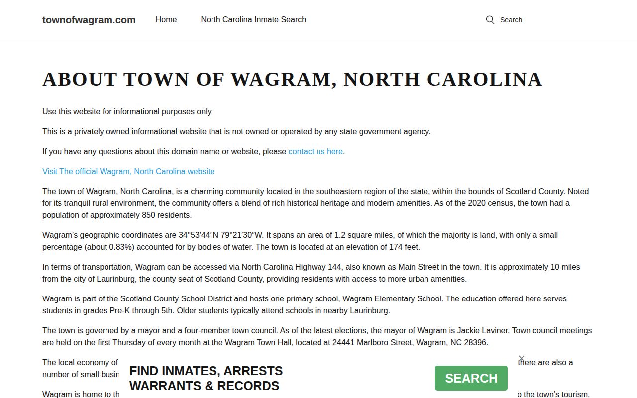 Official Town of Wagram public safety source